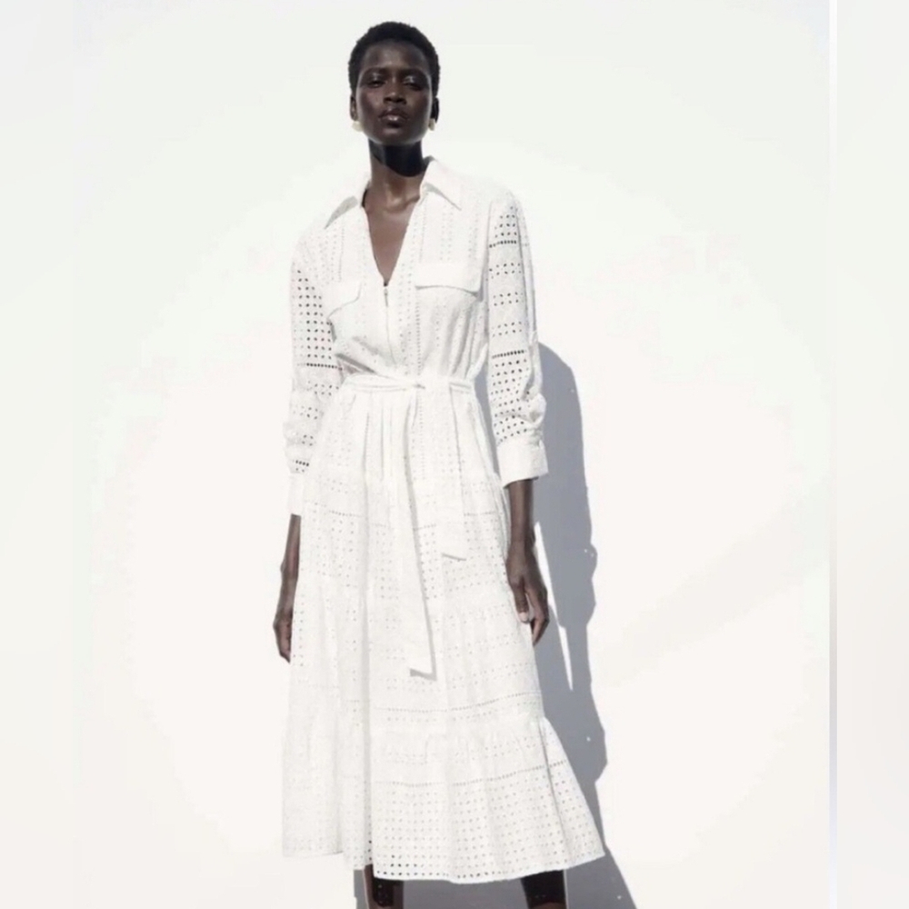 Zara White Midi Dress Medium